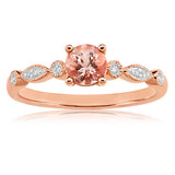9ct Rose Gold Round Cut 0.45ct Morganite and Diamond Ring