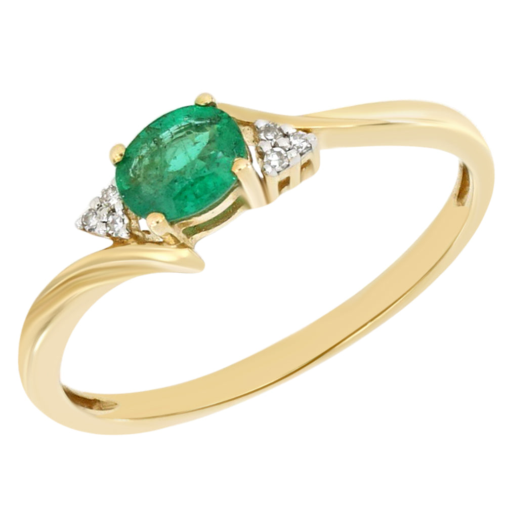 9ct Yellow Gold Natural Emerald & Diamond Ring Grahams Jewellers