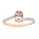 9ct Rose Gold 7x5mm 0.80ct Morganite & Diamond Ring