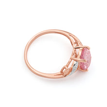Load image into Gallery viewer, 9ct Rose Gold Created Peach Sapphire &amp; Diamond Ring