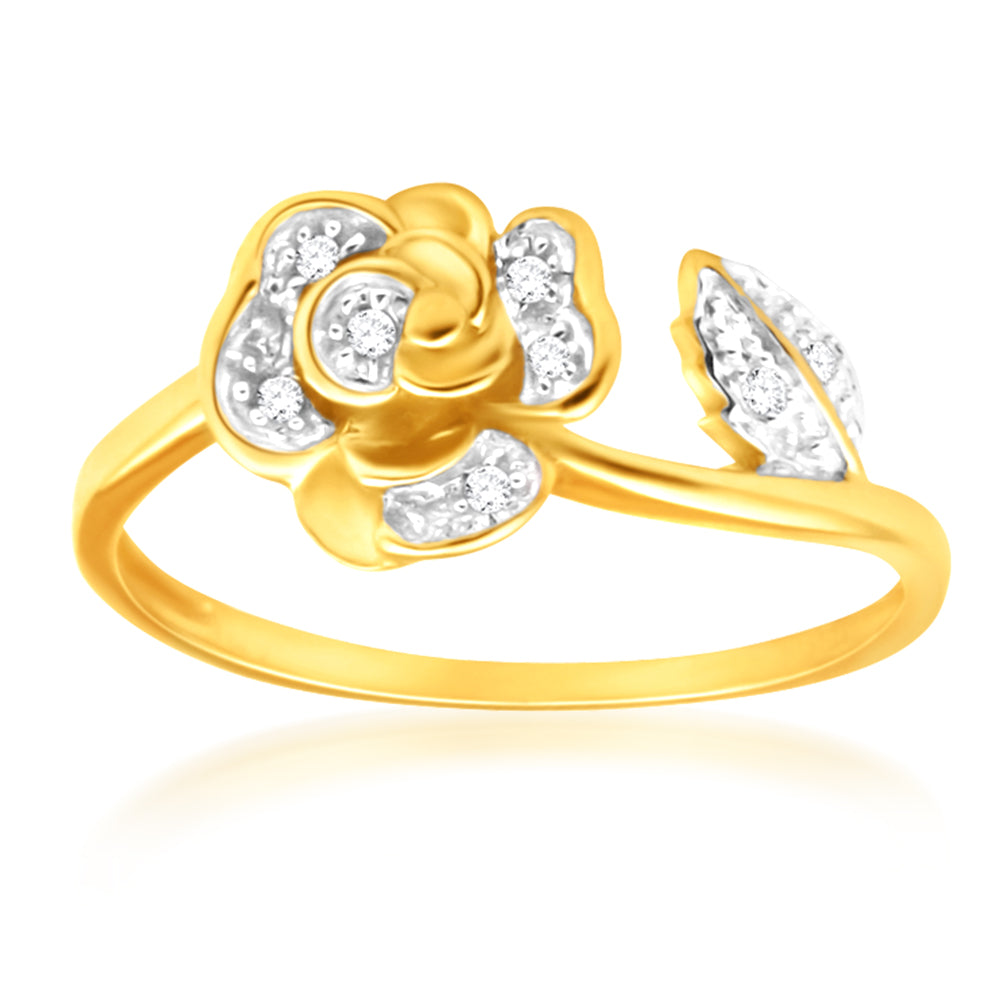 9ct Yellow Gold Gorgeous Bead Diamond Ring