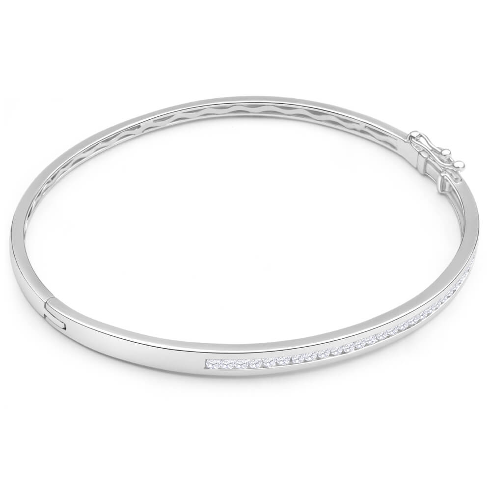 9ct Elegant White Gold Diamond Bangle Grahams Jewellers