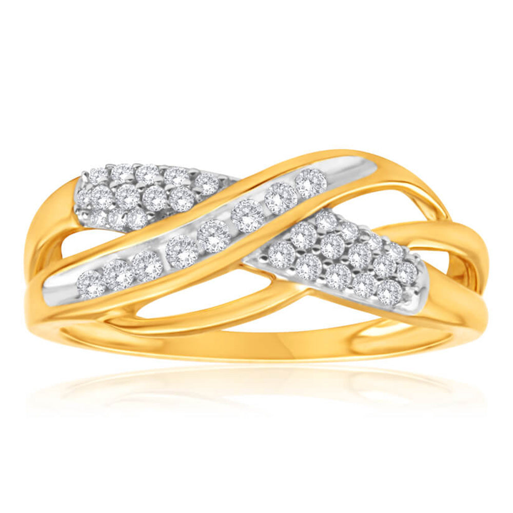 9ct Yellow Gold Diamond Ring Set With 35 Diamonds