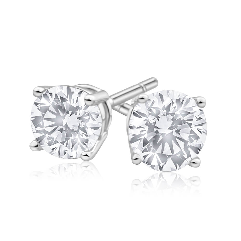 18ct White Gold Stud Earrings With 1 Carat Of Diamonds