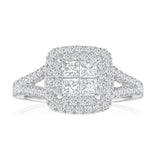 9ct White Gold Diamond Ring Set With 68 Brilliant Cut Diamonds