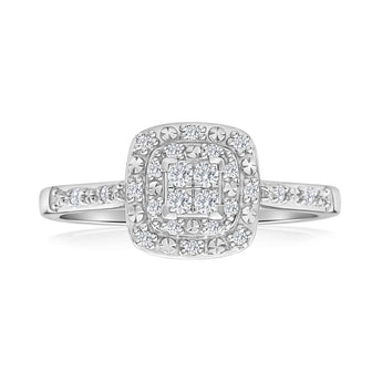 9ct White Gold Diamond Ring