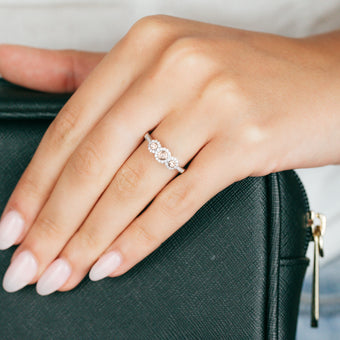9ct White Gold 1/5 Carat Diamond Ring with Pink and White Diamonds