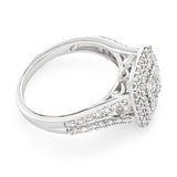 9ct White Gold 1 Carat Diamond Ring With 91 Beautiful Diamonds