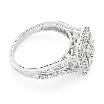 9ct White Gold 1 Carat Diamond Ring With 91 Beautiful Diamonds