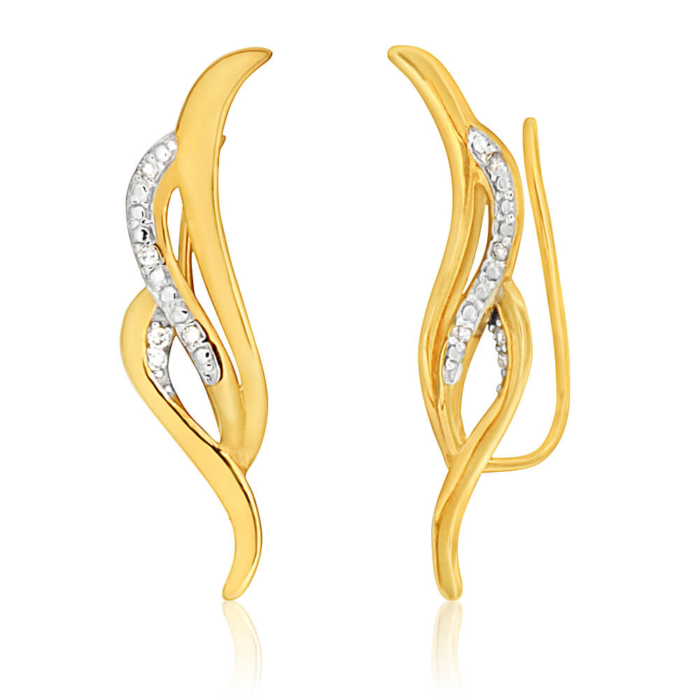 9ct Alluring Yellow Gold Diamond Earrings Grahams Jewellers