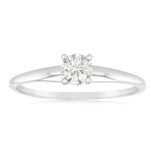 Load image into Gallery viewer, 14ct White Gold Solitaire Ring With 50 Point Brilliant Cut Diamond