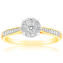 Load image into Gallery viewer, 9ct Yellow Gold Ring With 1/3 Carats Of Diamonds