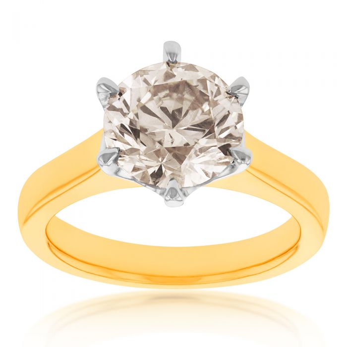18ct Yellow Gold Solitaire Ring With 5 Carat Australian Diamond