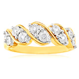 9ct Yellow Gold Diamond Ring Set with 10 Beautiful Brilliant Diamonds
