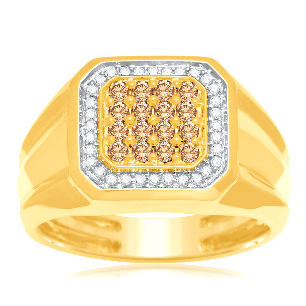 Australian Diamond 9ct Yellow Gold Gents Ring with 1/2 Carat of Diamonds