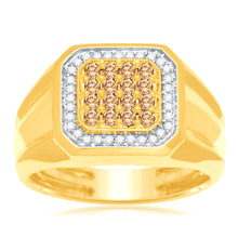 Load image into Gallery viewer, Australian Diamond 9ct Yellow Gold Gents Ring with 1/2 Carat of Diamonds