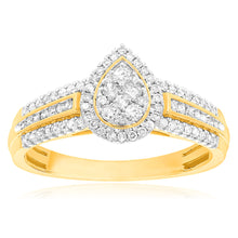 Load image into Gallery viewer, 9ct Yellow Gold Ring with 1/2 Carat of Diamonds