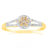 9ct Yellow Gold Ring with 1/4 Carat of Diamonds