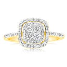 Load image into Gallery viewer, 9ct Yellow Gold 1/2 Carat Diamond Ring Set With 73 Brilliant Cut Diamonds