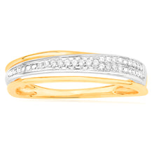 Load image into Gallery viewer, 9ct Yellow Gold Diamond Ring with 17 Brilliant Pave Set Diamonds