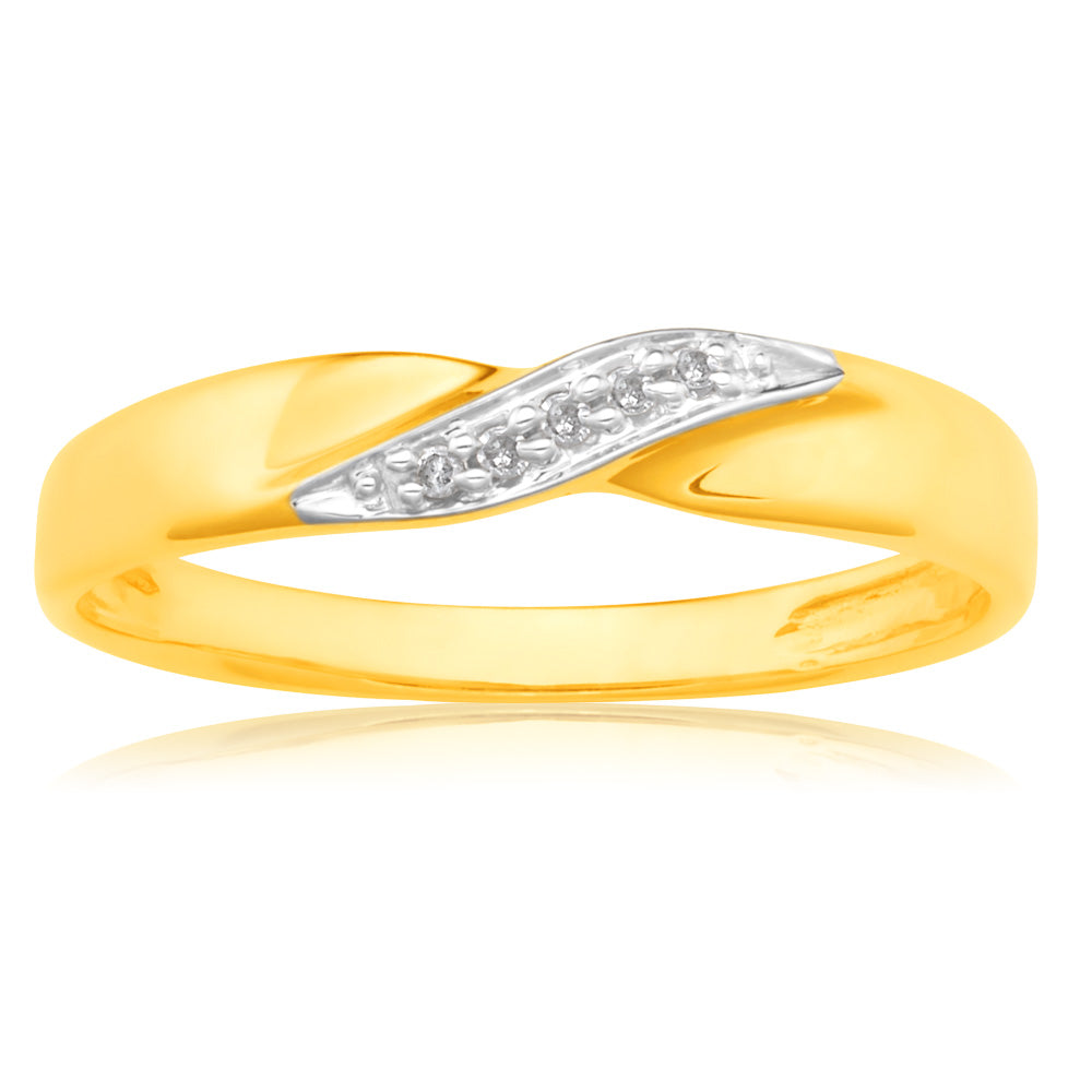9ct Yellow Gold Diamond Ring with 5 Brilliant Diamonds