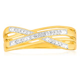 Diamond Ring with 20 Brilliant Diamonds in 9ct Yellow Gold