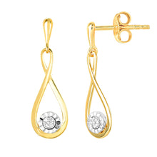 Load image into Gallery viewer, 9ct Yellow Gold Diamond Infinity Drop Earrings with 8 Brilliant Diamonds
