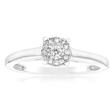 Load image into Gallery viewer, 9ct White Gold 10 Points Diamond Ring with 13 Brilliant Cut Diamonds