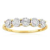 9ct Yellow Gold 20 Points Diamond Ring with Brilliant Cut Diamonds and "2 Carat LOOK"