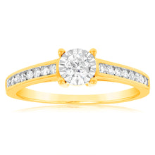 Load image into Gallery viewer, 9ct Yellow Gold 1/3 Carat Diamond Solitaire Ring
