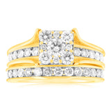 9ct Yellow Gold 1.5 Carat Diamond 2 Ring Bridal Set