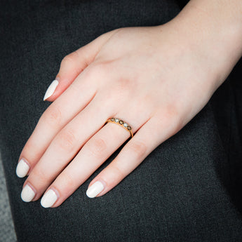 9ct Yellow Gold Australian Champagne Diamond Ring with 2 Brilliant White Diamonds