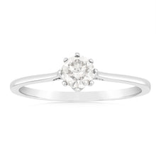 Load image into Gallery viewer, 9ct White Gold 1/2 Carat Diamond Solitaire Ring