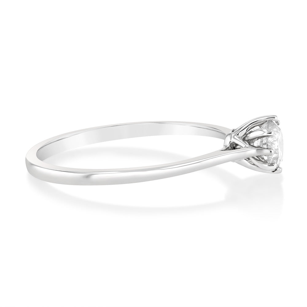 9ct White Gold 1/2 Carat Diamond Solitaire Ring