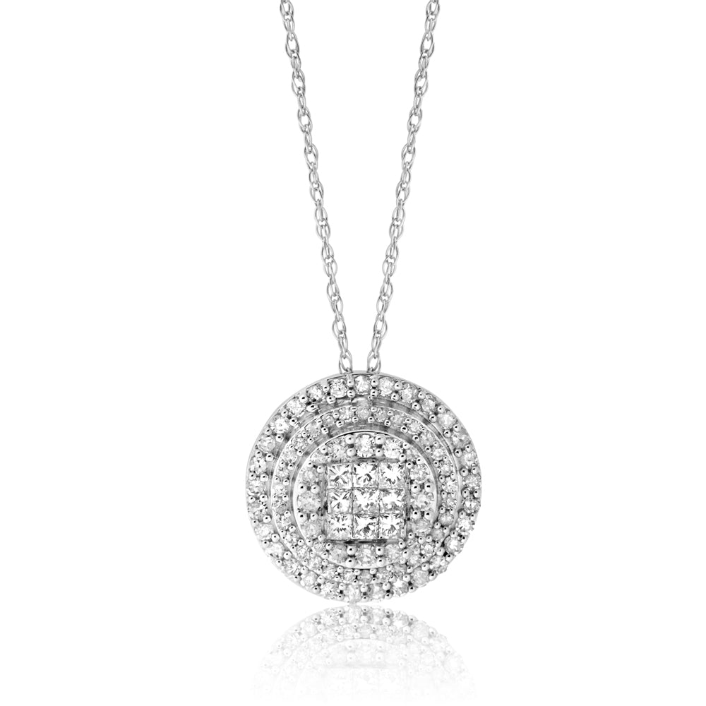 10ct White Gold 1/2 Carat Diamond Pendant on 10ct 45cm White Gold Chai