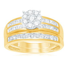 Load image into Gallery viewer, 9ct Yellow Gold 3/4 Carat Diamond Bridal Ring Set