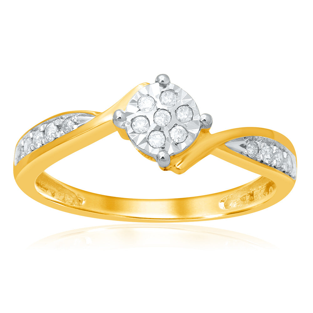 9ct Yellow Gold 15 Point Diamond Dress Ring