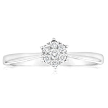 Load image into Gallery viewer, 9ct White Gold with 7 Diamonds Cluster Engagement Ring