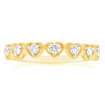 Luminesce Lab Grown 9ct Yellow Gold Heart Diamond Ring