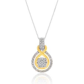 9ct White and Yellow Gold Diamond Penadant