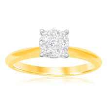 Load image into Gallery viewer, Luminesce Lab Grown 9ct Yellow Gold 0.25 Carat Diamond Ring with 11 Diamonds