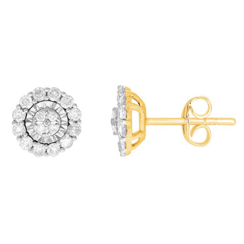 9ct Yellow Gold 1/2 Carat Diamond Stud Earrings