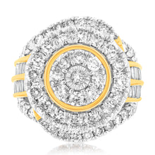 Load image into Gallery viewer, 9ct Yellow Gold 3.05 Carat Diamond Ring with Brilliant and Tapered Baguette Diamonds