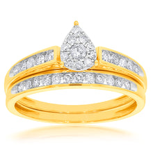 Load image into Gallery viewer, 9ct Yellow Gold 2 Ring Bridal Set With 1/2 Carat of Brilliant Cut Diamonds