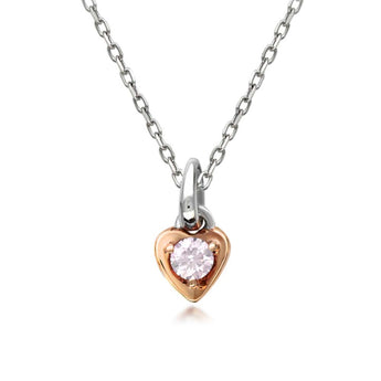Pink Kimberley Diamond 18ct Rose and White Gold Pink Diamond Heart Pendant