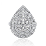 Sterling Silver and 9ct Yellow Gold 3 Carat Diamond Pear Shaped Cluster Ring