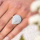 Sterling Silver and 9ct Yellow Gold 3 Carat Diamond Pear Shaped Cluster Ring