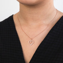 Load image into Gallery viewer, 9ct Rose Gold Diamond Heart Pendant with Pink and White Diamonds