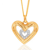 9ct Yellow Gold Diamond Heart Pendant
