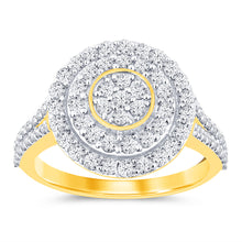 Load image into Gallery viewer, 9ct Yellow Gold 1 Carat Diamond Oval Shape Cluster Ring